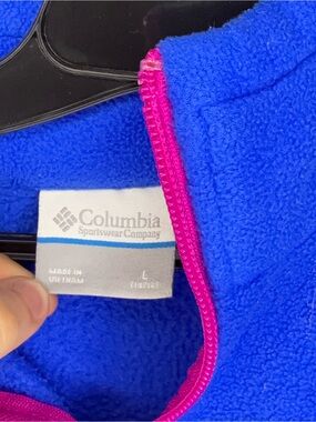Columbia Kids Blue Fleece Jacket with Pink Trim